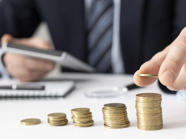 front-view-finance-business-elements-assortment